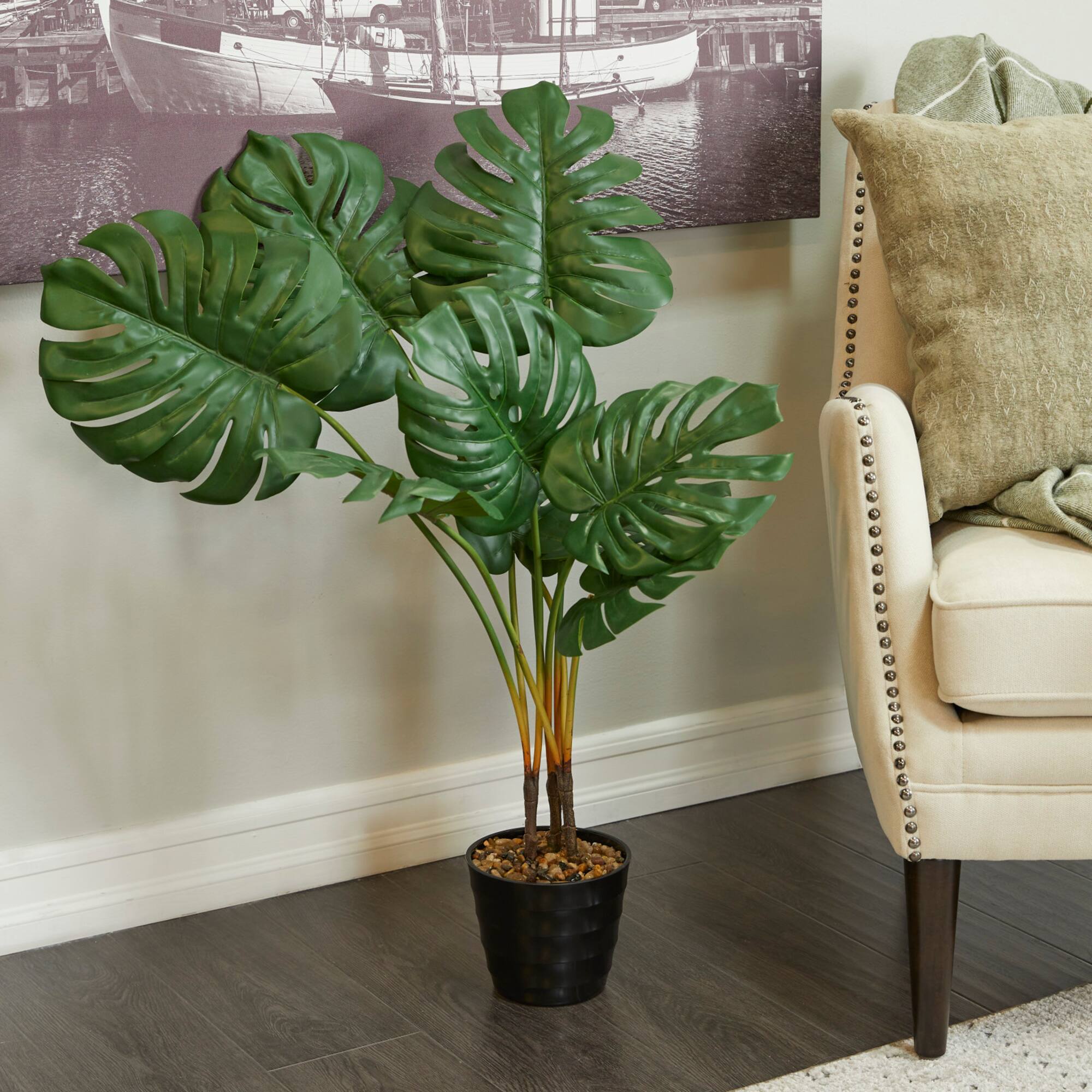 36" Green Vinyl Contemporary Potted Artificial Tree